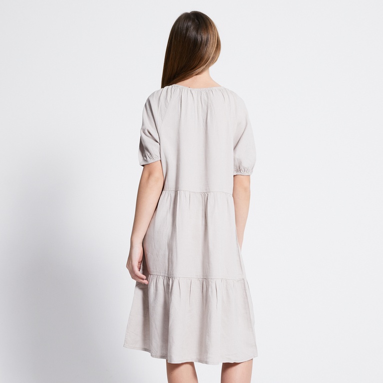 Linen blend frill dress "Sofia star 4" Beige